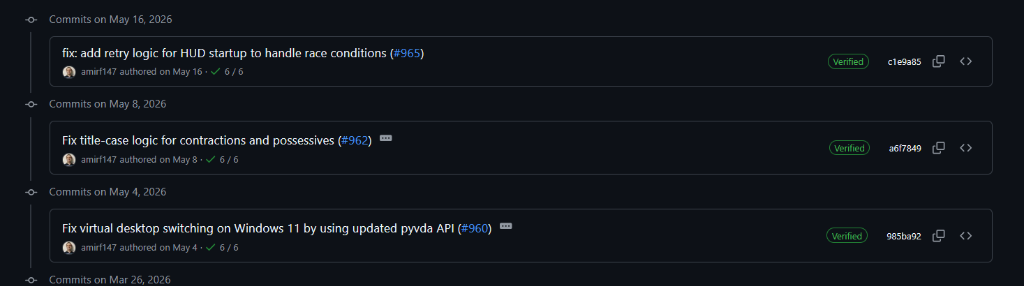 Screenshot of Caster repository on GitHub showing 3 merged pull requests by Amir Farhadi: PR #965, PR #962, and PR #960.